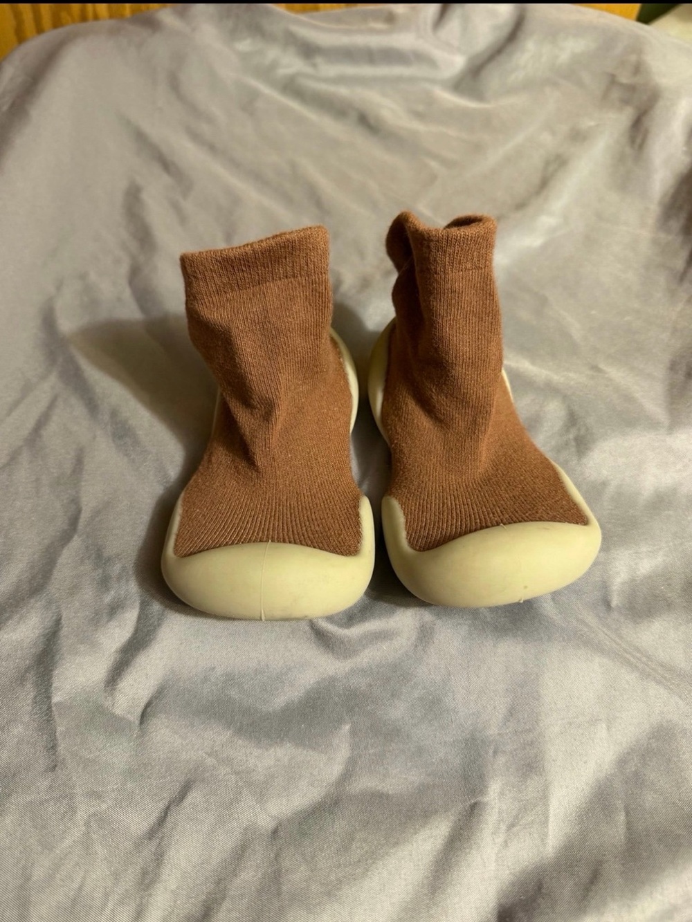 Kids Sock Sneakers in Brown with Cream Sole